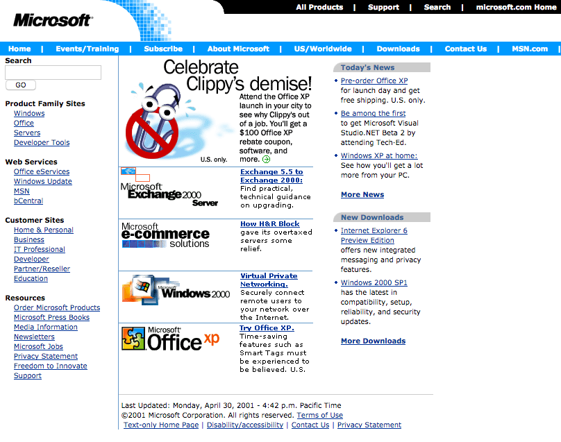 Clippy's demise (2001)